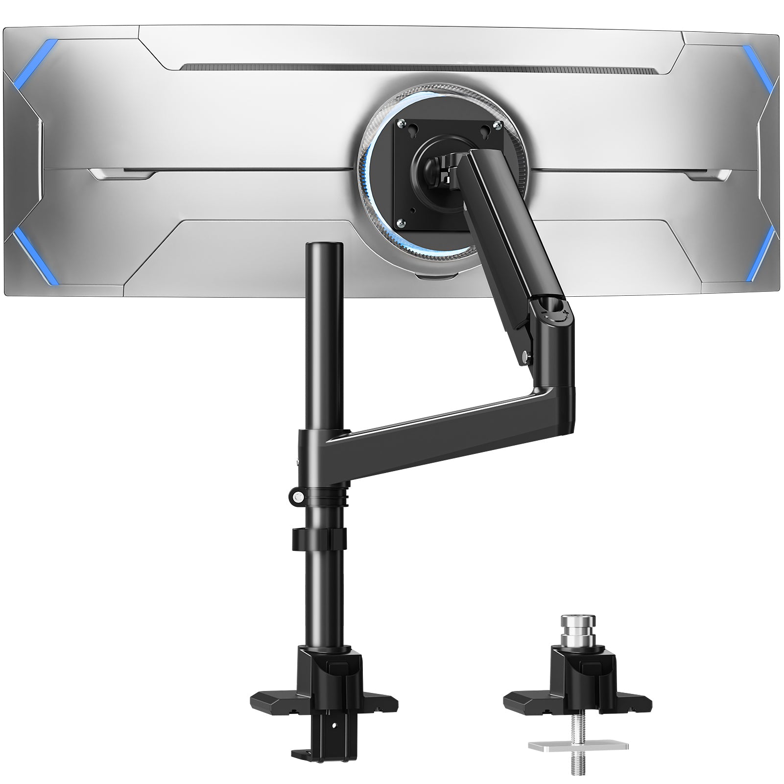 MOUNTUP Heavy Duty Monitor Arm Fits Max 49" Ultrawide Screens, Ultra Wide Monitor Arm Holds 4.4-44 lbs, Single Monitors Stand for Samsung Odyssey G9 and More, Gas Spring Height Adjustable, VESA Mount