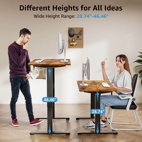 MOUNTUP 48x24" Electric Height Adjustable Standing Desk- Rustic Brown