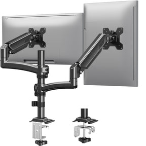 Dual Monitor Stand Holds 4.4-22 lbs Each, Dual Monitor Arm for 2 Monitors, Height Adjustable Computer Desk Mount for Max 32 inch Screens, VESA Mount with C-clamp & Grommet Base, Freelift Black-MU6016B