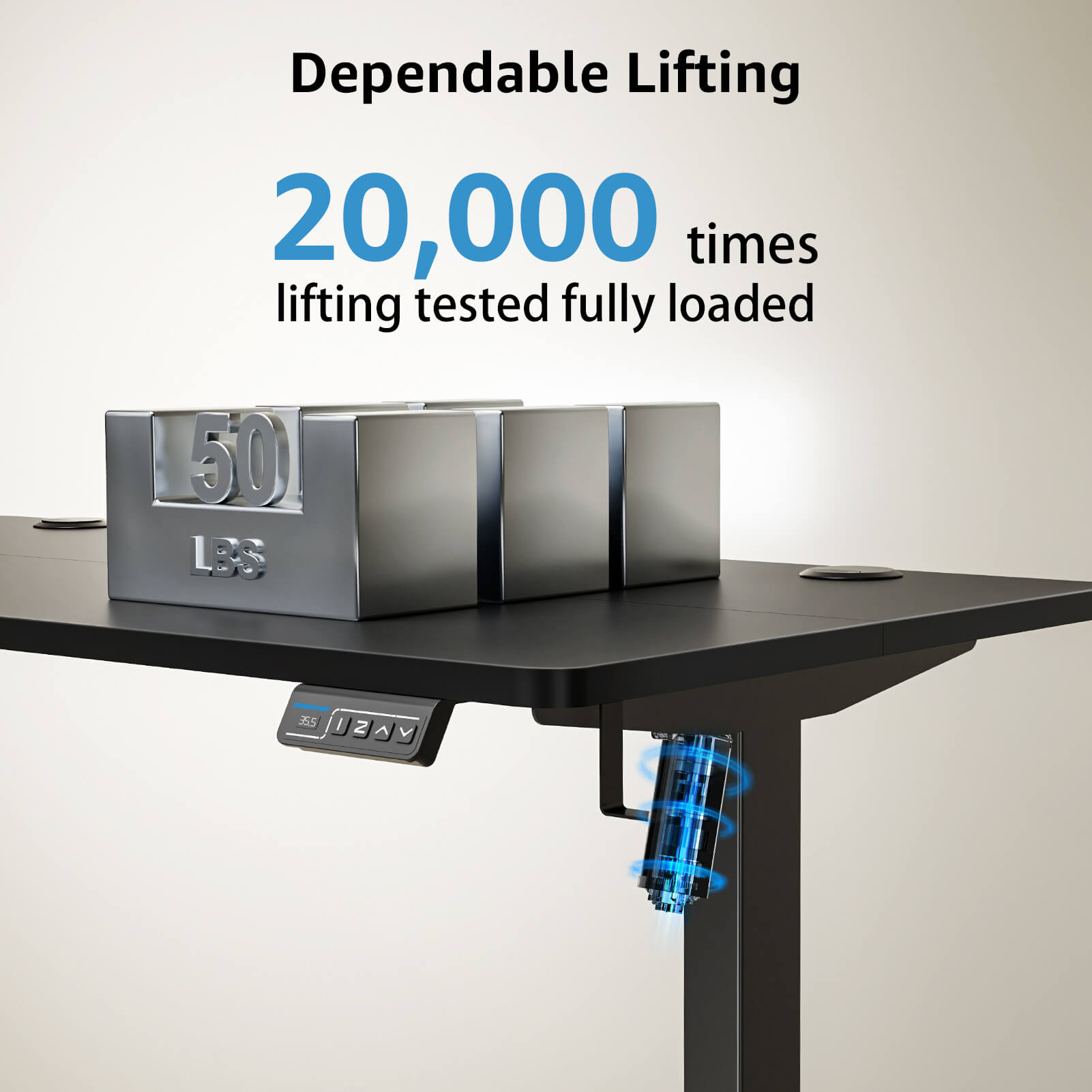 MOUNTUP 48x24" Electric Height Adjustable Standing Desk- Black