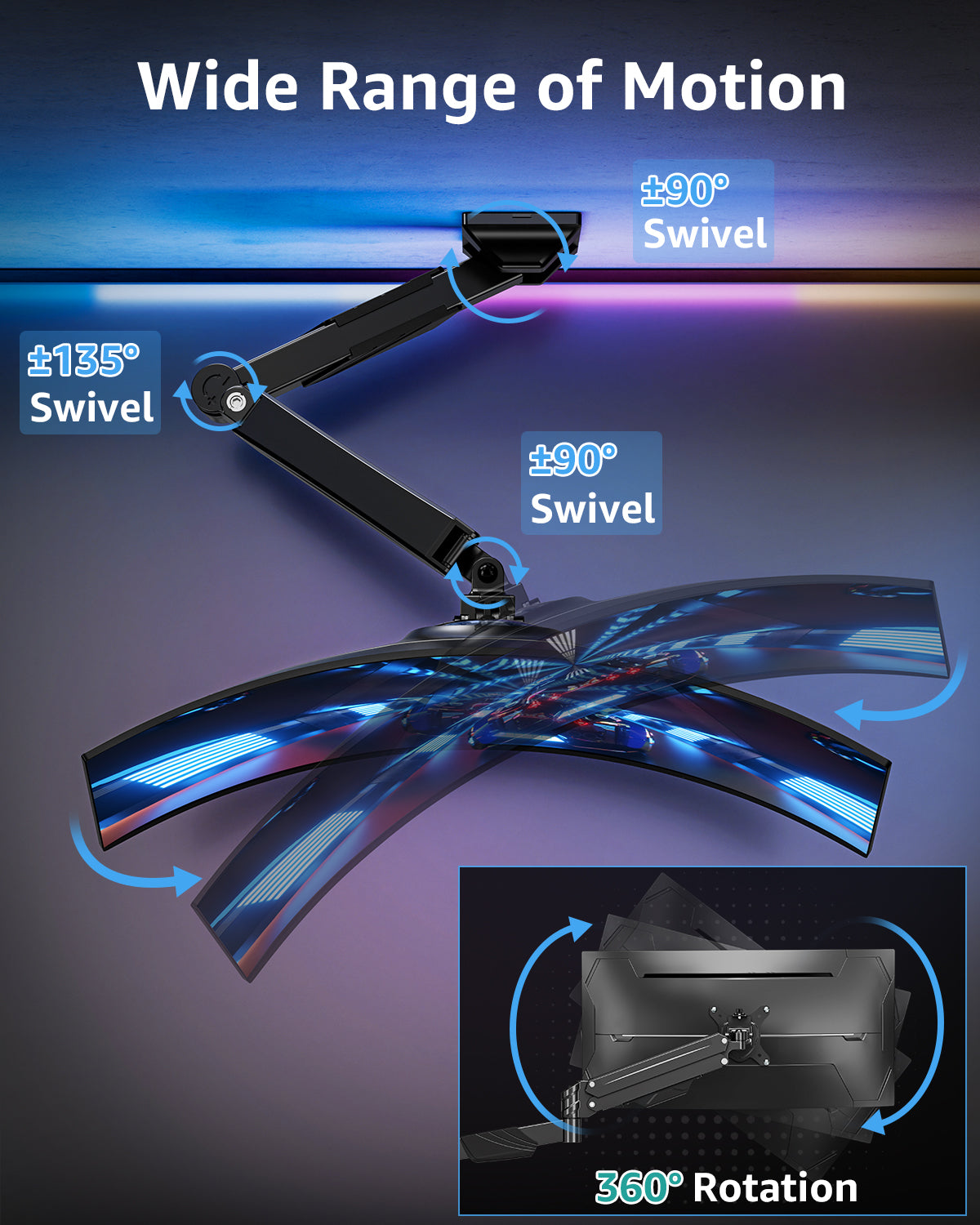 MOUNTUP Monitor Wall Mount for 17-43 Inch Curved Screens, Holds up to 33.1 lbs, Computer Monitor Wall Mount, Full Motion Wall Monitors Arm with VESA Extension Kit, 75x75 to 200x200 Vesa Mounts