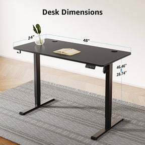MOUNTUP 48x24" Electric Height Adjustable Standing Desk- Black