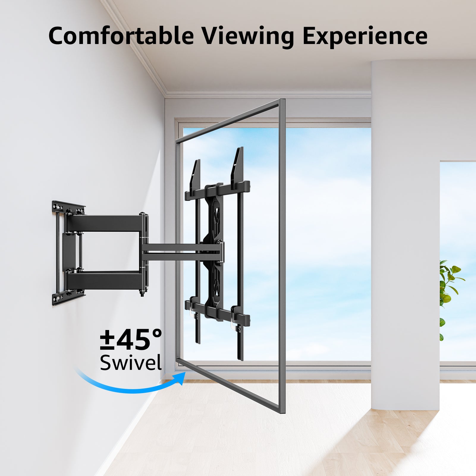 MOUNTUP Full Motion TV Wall Mount for 40"-110" TVs up to 250 lbs, 1.65" Slim TV Bracket with Articulating Arms Swivel Tilt, Heavy Duty Pre-Assembled Wall Mount, Max VESA 800x600mm, 12″-24″ Wood Studs