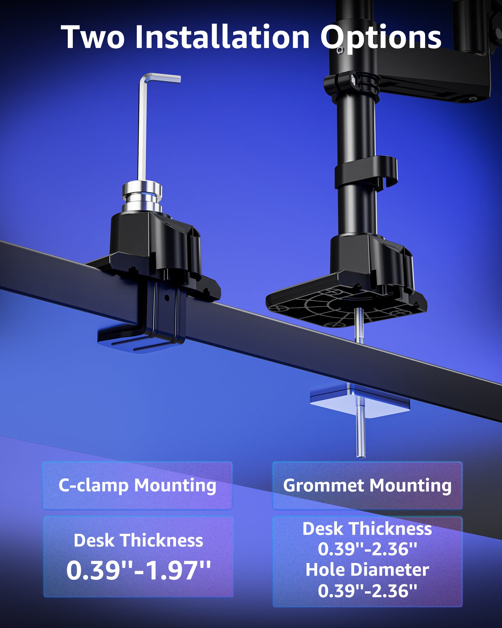 MOUNTUP Dual Monitor Stand for 49'' Curved Screen Stacking, Heavy Duty Dual Monitor Arm Holds 4.4 44 lbs, Vertical Stacked Monitors Desk Mount, Full Motion, Height Adjustable, VESA Mount 75/100