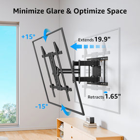 MOUNTUP Full Motion TV Wall Mount for 40"-110" TVs up to 250 lbs, 1.65" Slim TV Bracket with Articulating Arms Swivel Tilt, Heavy Duty Pre-Assembled Wall Mount, Max VESA 800x600mm, 12″-24″ Wood Studs