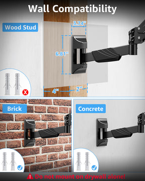 MOUNTUP Monitor Wall Mount for 17-43 Inch Curved Screens, Holds up to 33.1 lbs, Computer Monitor Wall Mount, Full Motion Wall Monitors Arm with VESA Extension Kit, 75x75 to 200x200 Vesa Mounts