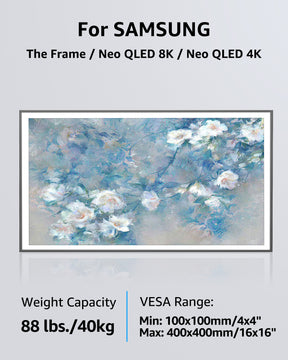 MOUNTUP Ultra-Slim & Rotating TV Wall Mount for Samsung The Frame/Neo QLED 8K/Neo QLED 4K Series, TV Mount 90 Degree Landscape to Portrait, Max VESA 400x400mm Hold up to 88 lbs MU0089