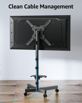 MOUNTUP Mobile TV Cart Rolling TV Stand for 23-60 inch TVs, Tilting & Rotating Mount, 90°Portrait to Landscape, Height Adjustable Portable TV Stand with Wheels,Max VESA 400x400mm, MU1114-B