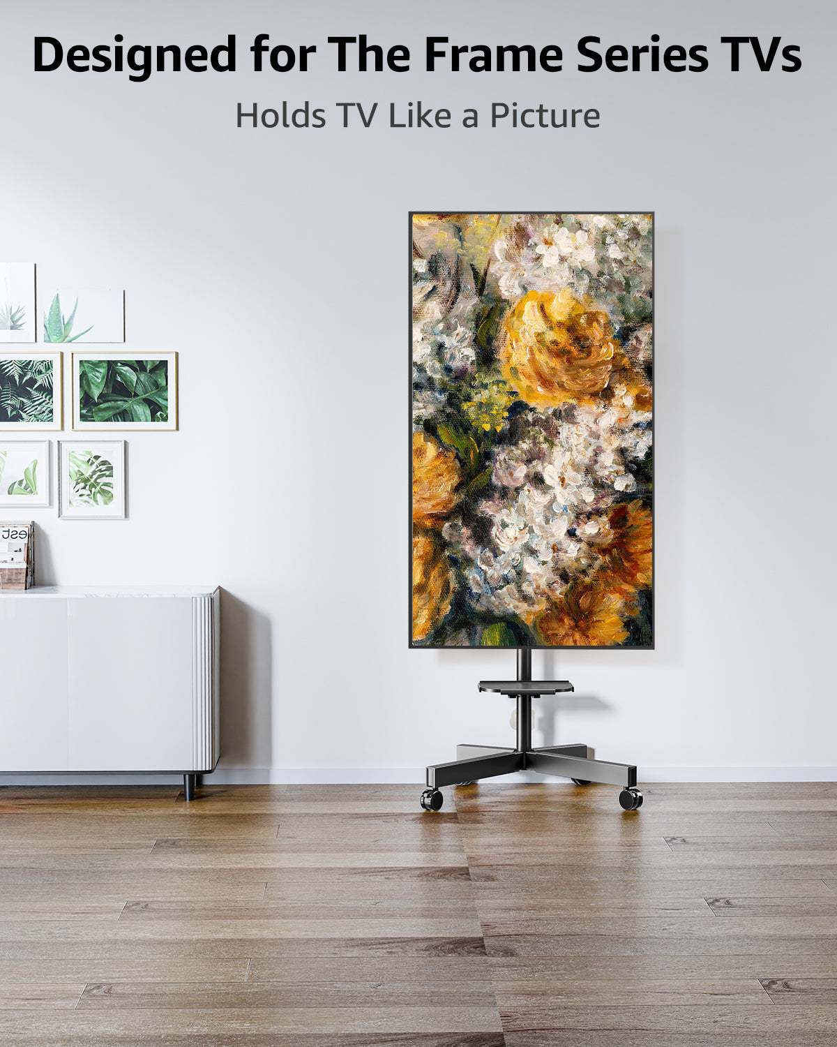 MOUNTUP Mobile TV Cart Rolling TV Stand for 23-60 inch TVs, Tilting & Rotating Mount, 90°Portrait to Landscape, Height Adjustable Portable TV Stand with Wheels,Max VESA 400x400mm, MU1114-B