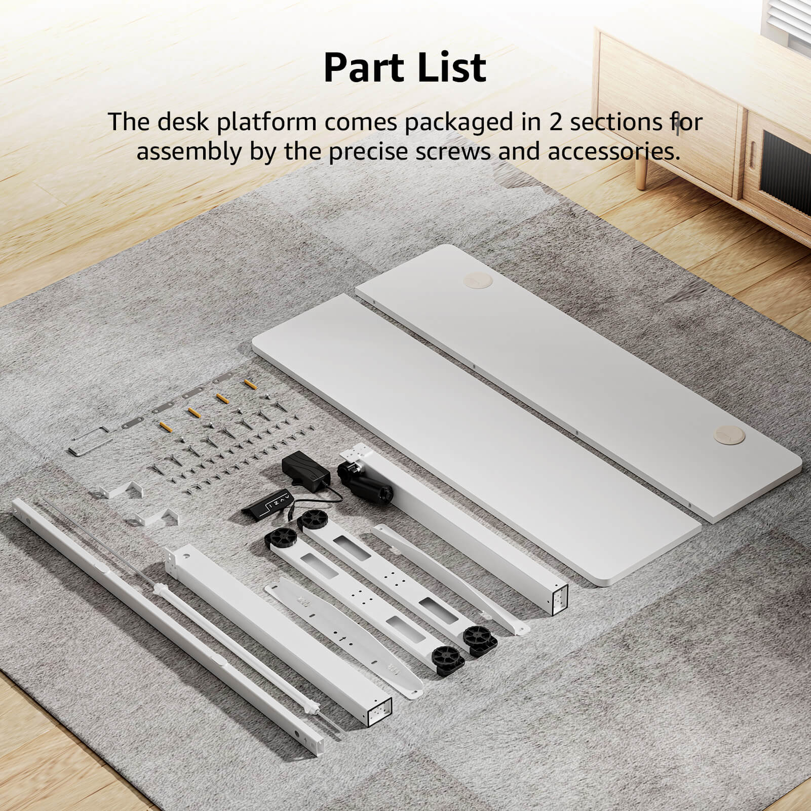 MOUNTUP 48x24" Electric Height Adjustable Standing Desk- White