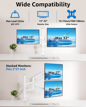 Freelift Dual Monitor Desk Mount for Max 32'' Monitors MU6016W