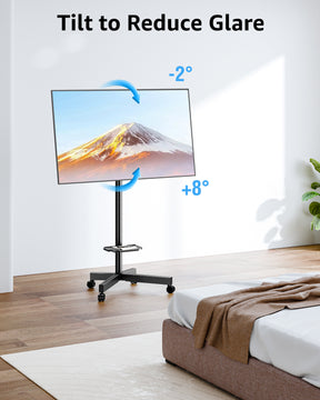 MOUNTUP Mobile TV Cart Rolling TV Stand for 23-60 inch TVs, Tilting & Rotating Mount, 90°Portrait to Landscape, Height Adjustable Portable TV Stand with Wheels,Max VESA 400x400mm, MU1114-B