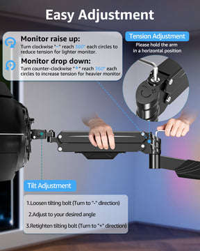 MOUNTUP Monitor Wall Mount for 17-43 Inch Curved Screens, Holds up to 33.1 lbs, Computer Monitor Wall Mount, Full Motion Wall Monitors Arm with VESA Extension Kit, 75x75 to 200x200 Vesa Mounts