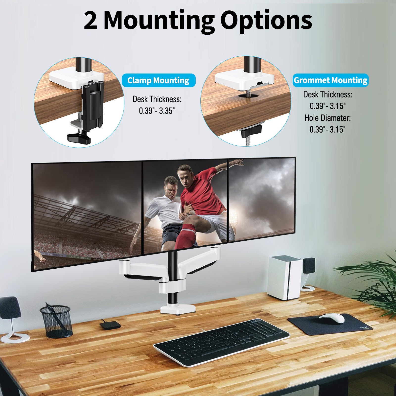 Full Motion Triple Monitor Desk Mount for Max 32'' Monitors MUA8003