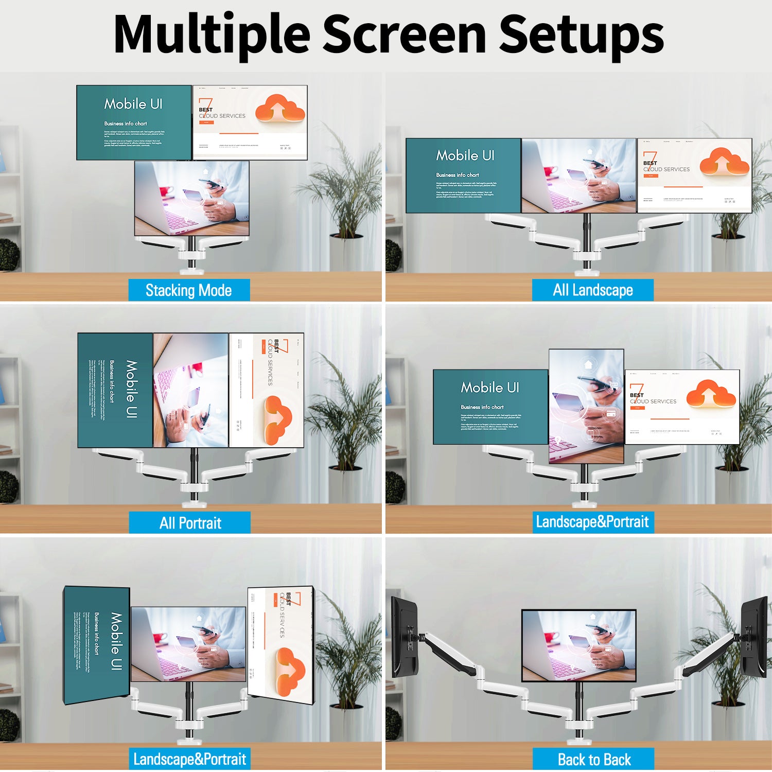 Full Motion Triple Monitor Desk Mount for Max 32'' Monitors MUA8003