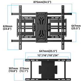 MOUNTUP Full Motion TV Wall Mount for 40"-110" TVs up to 250 lbs, 1.65" Slim TV Bracket with Articulating Arms Swivel Tilt, Heavy Duty Pre-Assembled Wall Mount, Max VESA 800x600mm, 12″-24″ Wood Studs