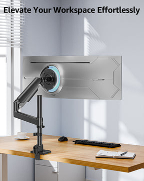 MOUNTUP Heavy Duty Monitor Arm Fits Max 49" Ultrawide Screens, Ultra Wide Monitor Arm Holds 4.4-44 lbs, Single Monitors Stand for Samsung Odyssey G9 and More, Gas Spring Height Adjustable, VESA Mount