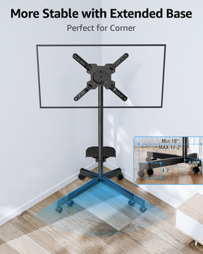 MOUNTUP Mobile TV Cart Rolling TV Stand for 23-60 inch TVs, Tilting & Rotating Mount, 90°Portrait to Landscape, Height Adjustable Portable TV Stand with Wheels,Max VESA 400x400mm, MU1114-B