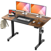 Electric Height Adjustable Standing Desk - Black & Rustic Brown
