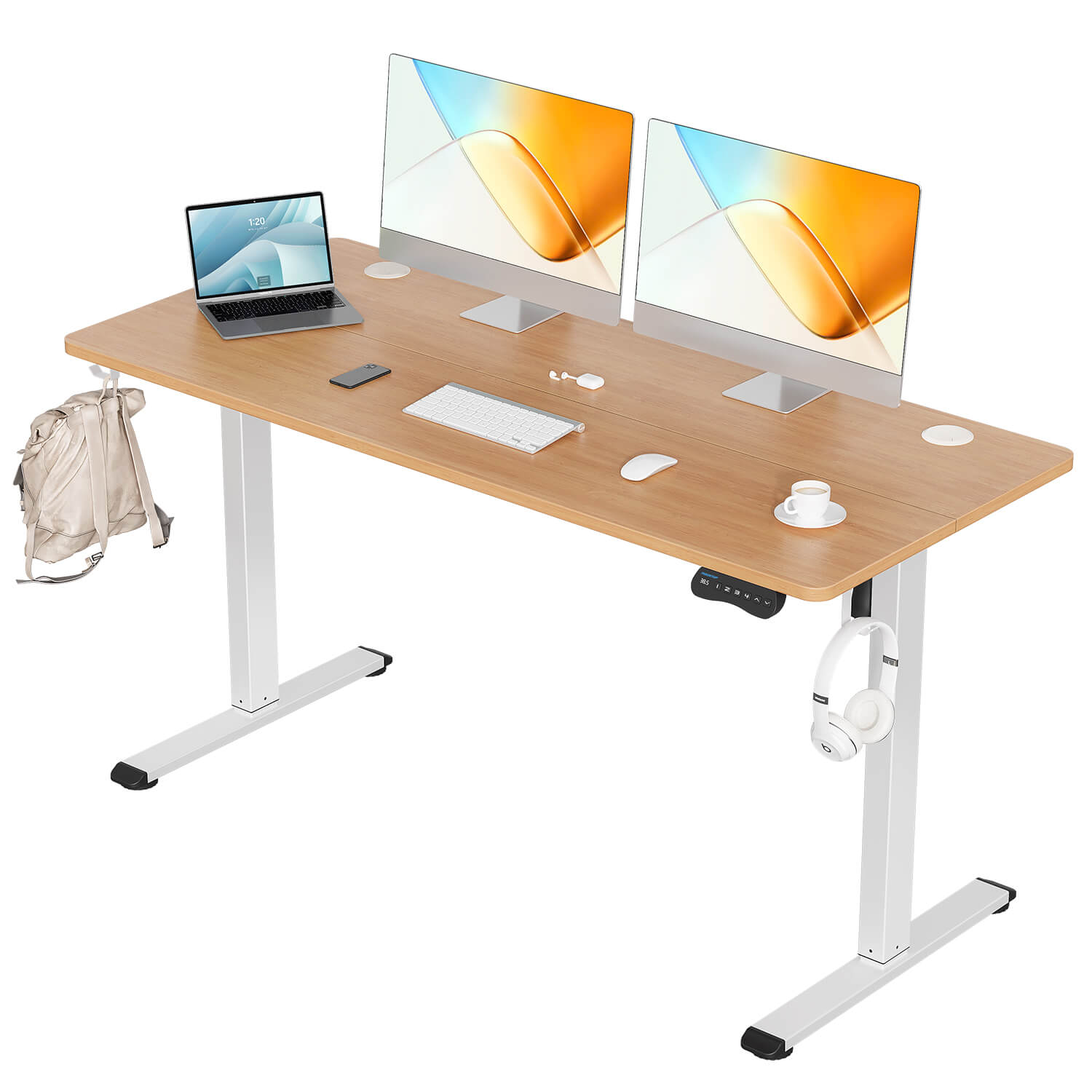 MOUNTUP 55 x 24 Inches Electric Height Adjustable Standing Desk UP512-W5