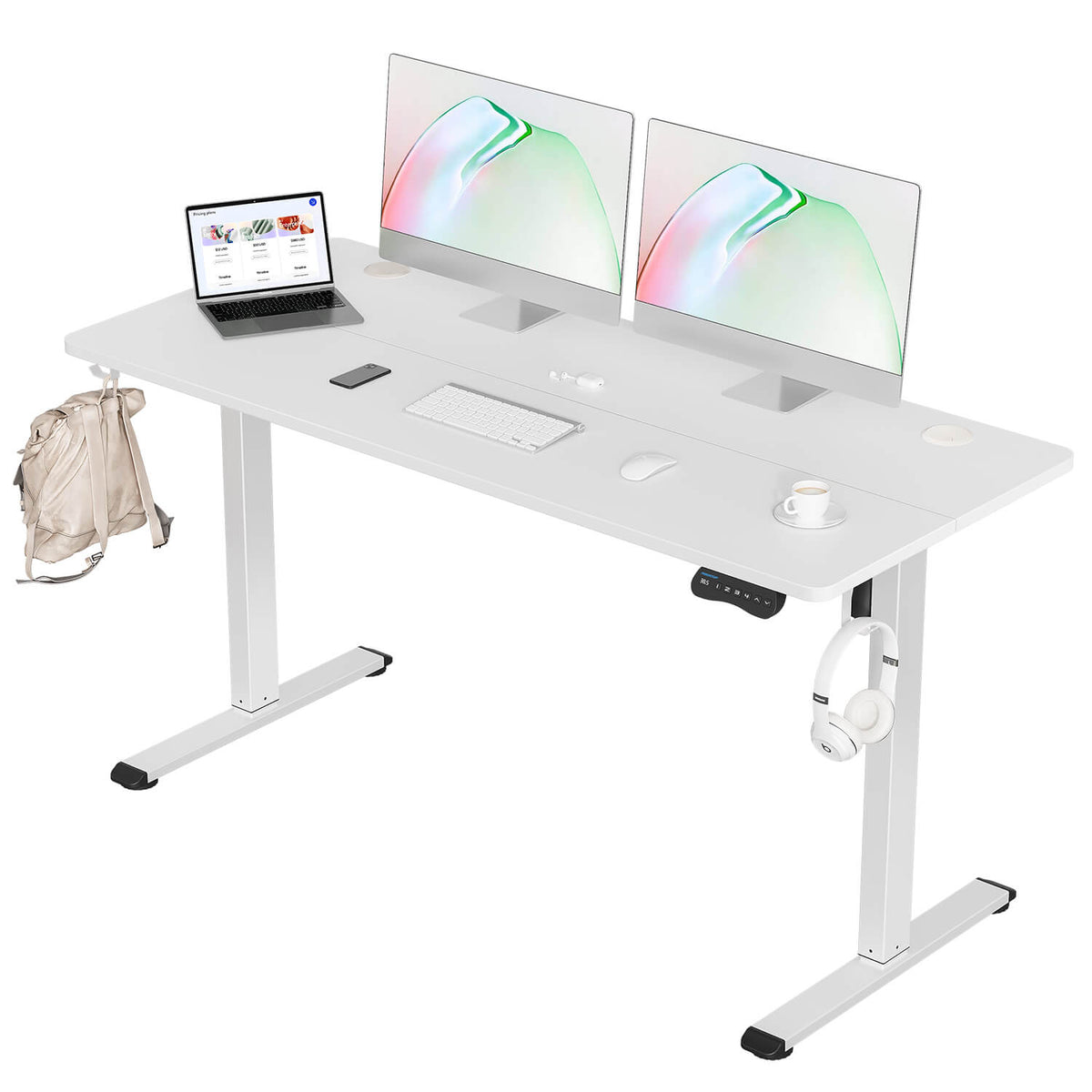 MOUNTUP 55 x 24 Inches Electric Height Adjustable Standing Desk UP512-W4