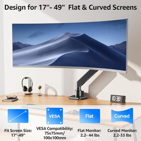 MOUNTUP Heavy Duty Monitor Arm for 49 inches, 44 lbs Curved Screens MU3227
