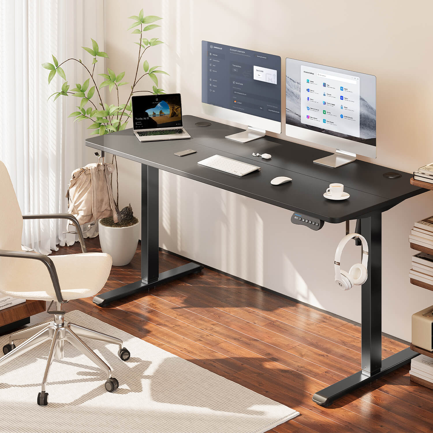 MOUNTUP 55 x 24 Inches Electric Height Adjustable Standing Desk UP512-B1