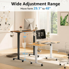 Electric Height Adjustable Standing Desk - Black & Rustic Brown