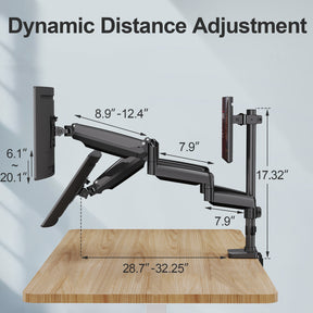 Full Motion Triple Monitor Desk Mount for Max 32'' Monitors MUM-8004A