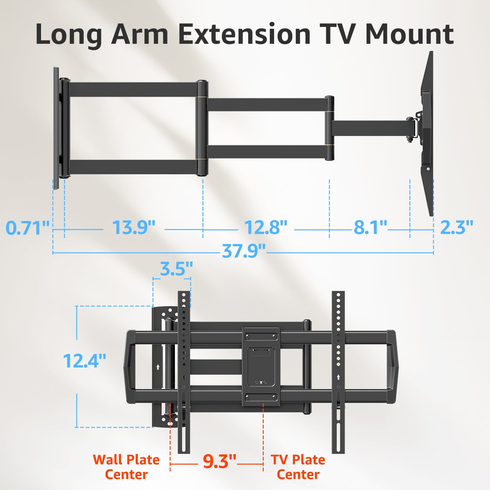 MOUNTUP Outdoor TV Mount Weatherproof for Most 42-75 Inch TVs, Fits for Gazebo and Patio, 37.9" Long Arm Wall Mount Full Motion with Tilt & Swivel, Max VESA 600x400mm and Up to 99 LBS MU0047-L-OD