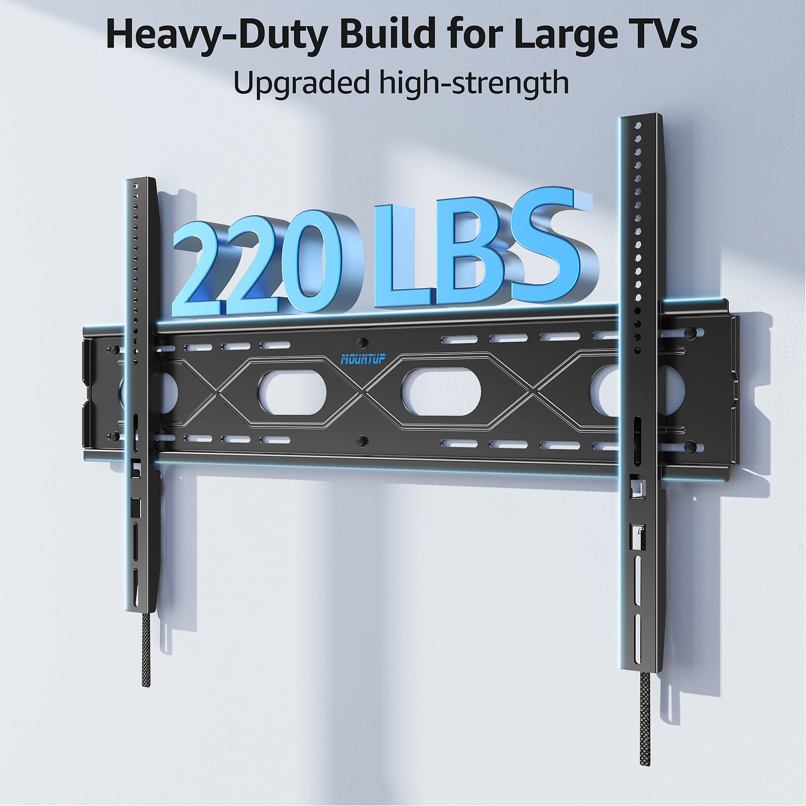 MOUNTUP Large Fixed TV Wall Mount for 50”-120" TVs up to 220 LBS, Low Profile Heavy Duty TV Mount Space Saving, Fits 16", 24", 32” Studs One-Piece Wall Bracket for Max VESA 950x600mm MU0097