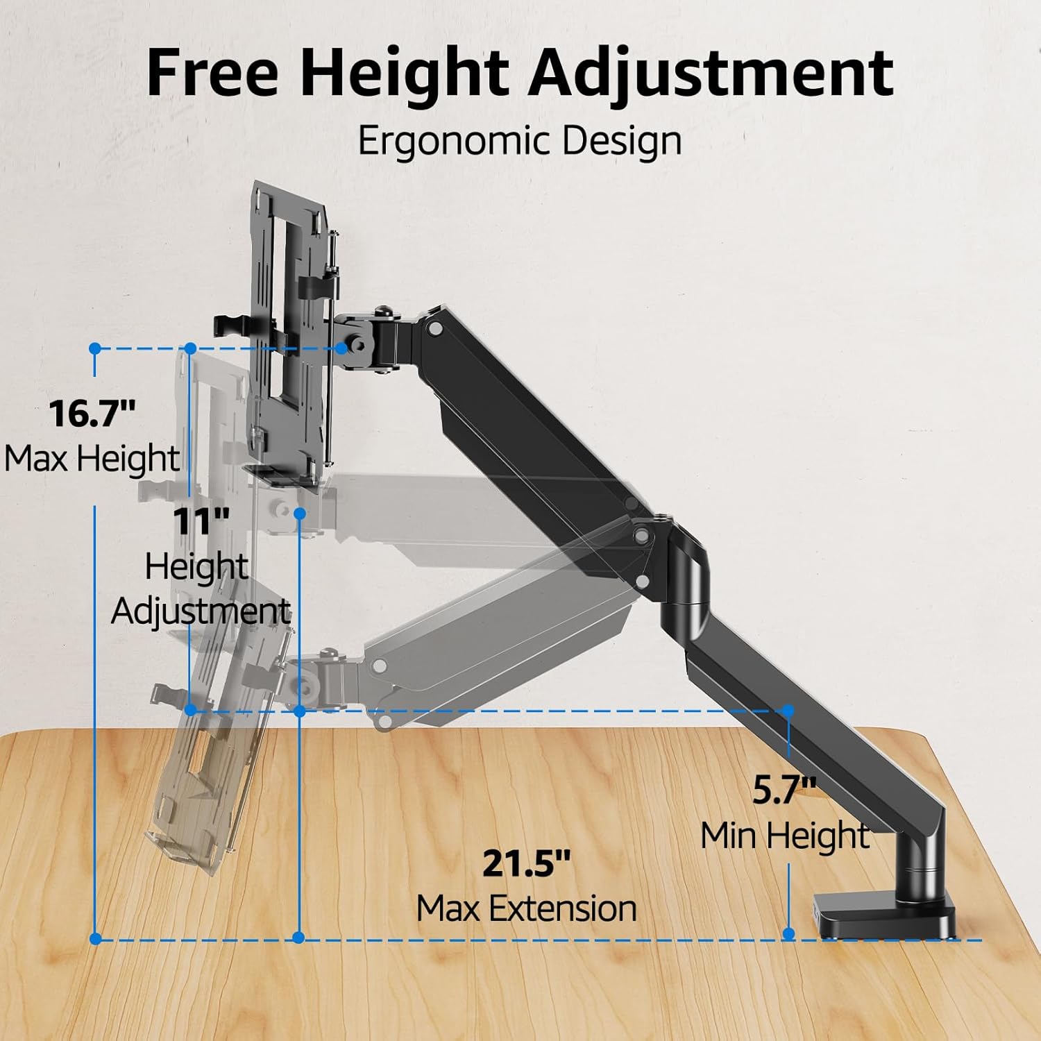 MOUNTUP Laptop Stand for Desk, 2-in-1 Monitor Mount with Laptop Tray Holds up to 19.8lbs, Adjustable Laptops Arm Mount for Max 17" Notebook & 32" Monitor, Laptops Desk Arm with Clamp/Grommet