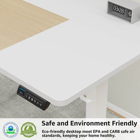 Electric Height Adjustable Standing Desk - White & Oak