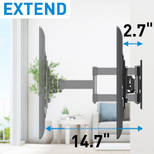 low profiel full motion tv wall mount - space saving