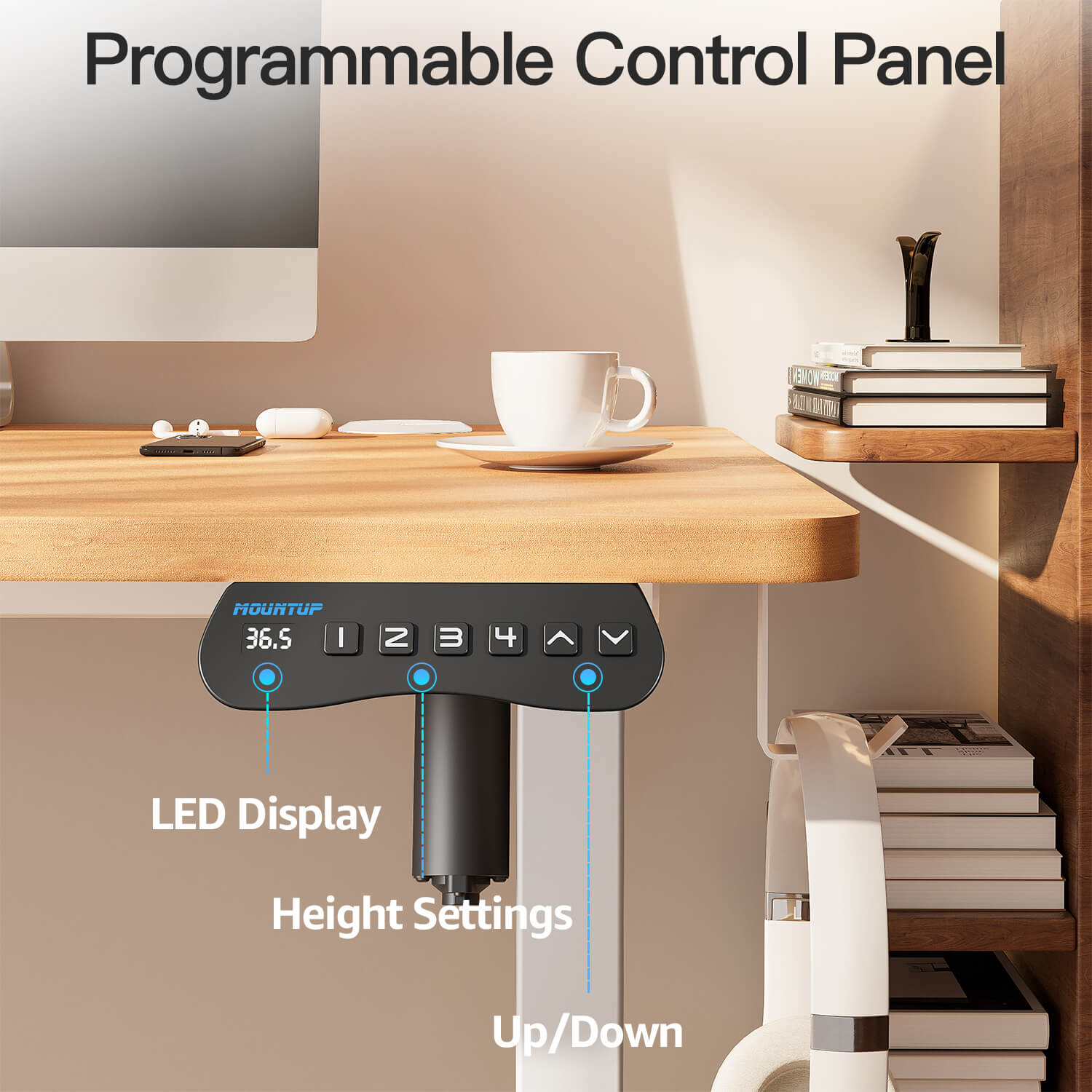 MOUNTUP 55 x 24 Inches Electric Height Adjustable Standing Desk UP512-W5