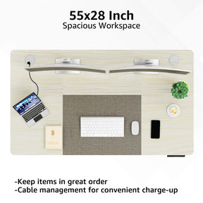 Electric Height Adjustable Standing Desk - White & Grey