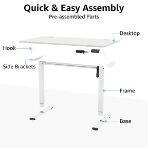 Height Adjustable Electric Standing Desk - White
