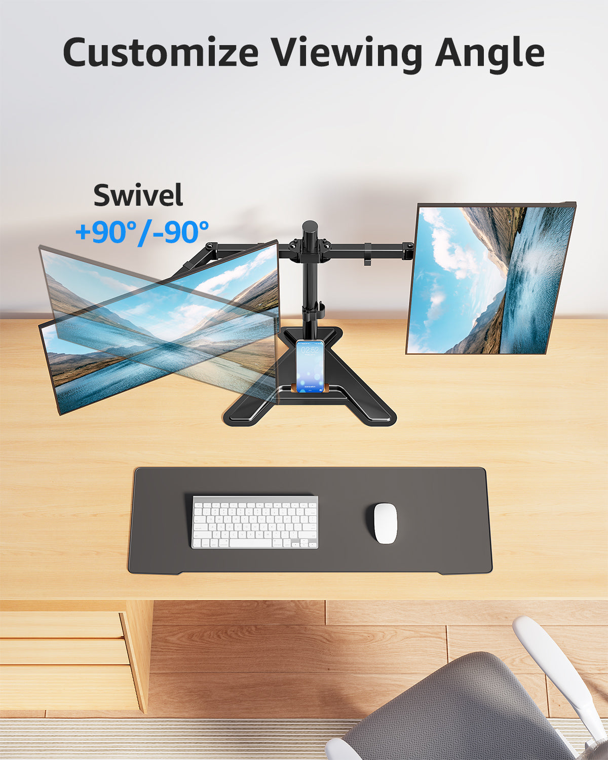 View Free Dual Monitor Desk Stand for Max 27'' Monitors VF1002