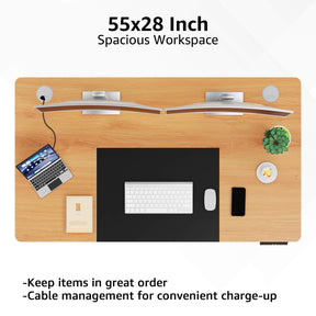 Electric Height Adjustable Standing Desk - Black & Oak