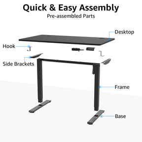 Height Adjustable Electric Standing Desk - Black