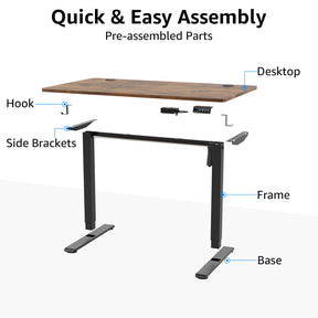 Height Adjustable Electric Standing Desk - Rustic Brown
