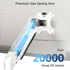 MOUNTUP Single Monitor Desk Mount, Monitor Mount for 13-32 inch, Long Arm Full-Motion Monitors Stand Holds Max 19.8lbs, Height Adjustable Gas Spring Monitors Arm with C-Clamp＆Grommet Base, White