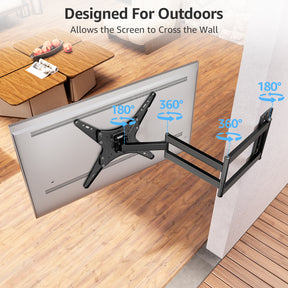 MOUNTUP Outdoor Long Arm TV Wall Mount for 26-65" TVs, Waterproof & Rustproof Outside Full Motion Bracket with Stainless Steel Screws, 37.4'' Long Extension Corner TV Mount Hold 77 lbs, VESA 400x400mm
