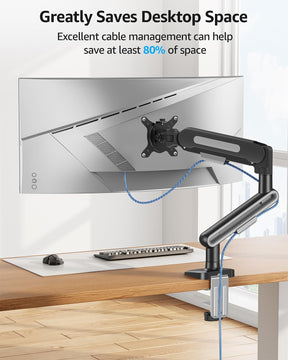 MOUNTUP Single Monitor Desk Mount Holds Max 26.5lbs, Monitor Mount for 13-34 inch, Full-Motion Monitors Stand, Height Adjustable Gas Spring Monitors Arm with C-Clamp＆Grommet Base