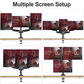 Full Motion Triple Monitor Desk Mount for Max 32'' Monitors MUM-8004A