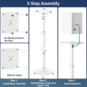 MOUNTUP Universal 28.3" to 37.4" Height Adjustable Floor Speaker Stands MU9132W-L