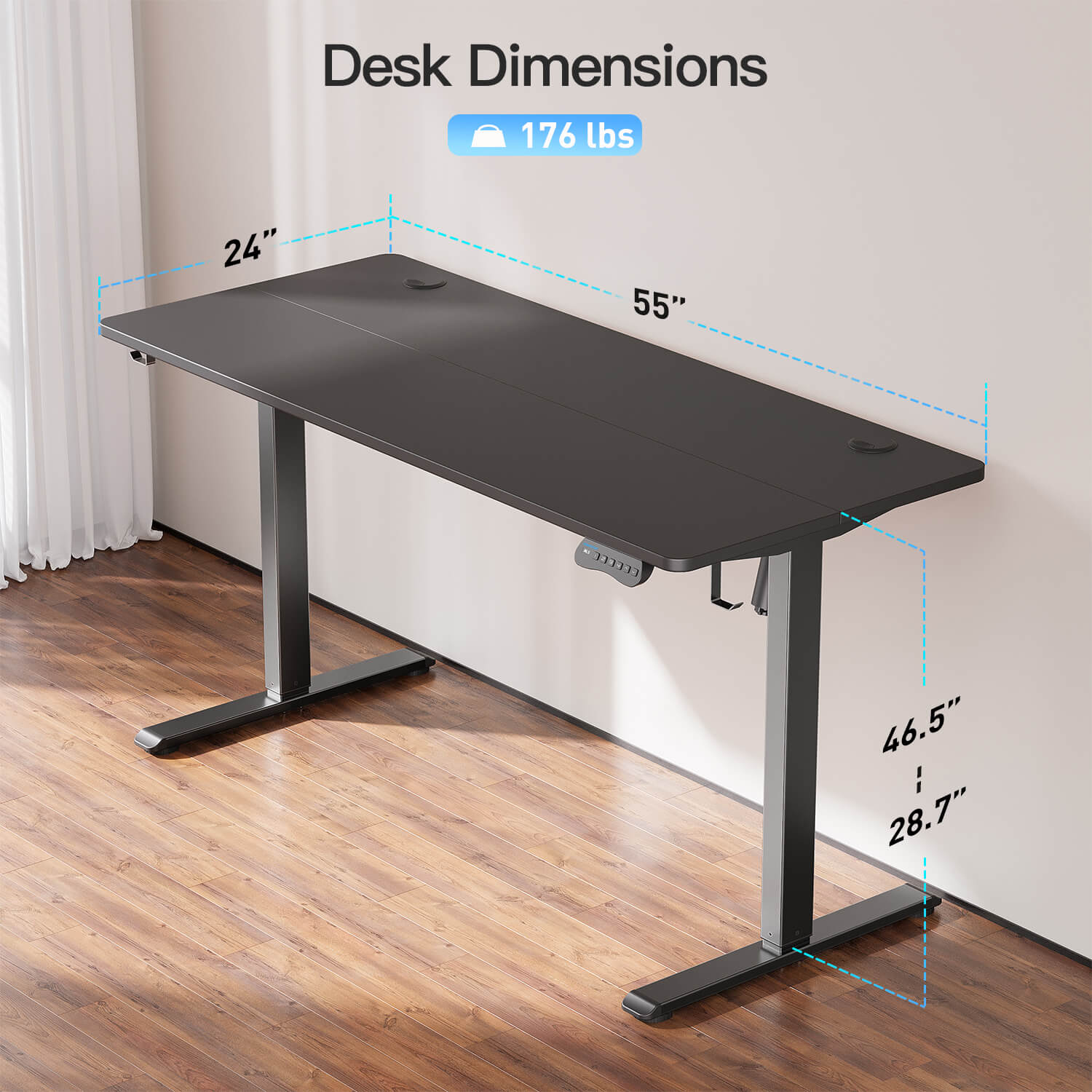 MOUNTUP 55 x 24 Inches Electric Height Adjustable Standing Desk UP512-B1