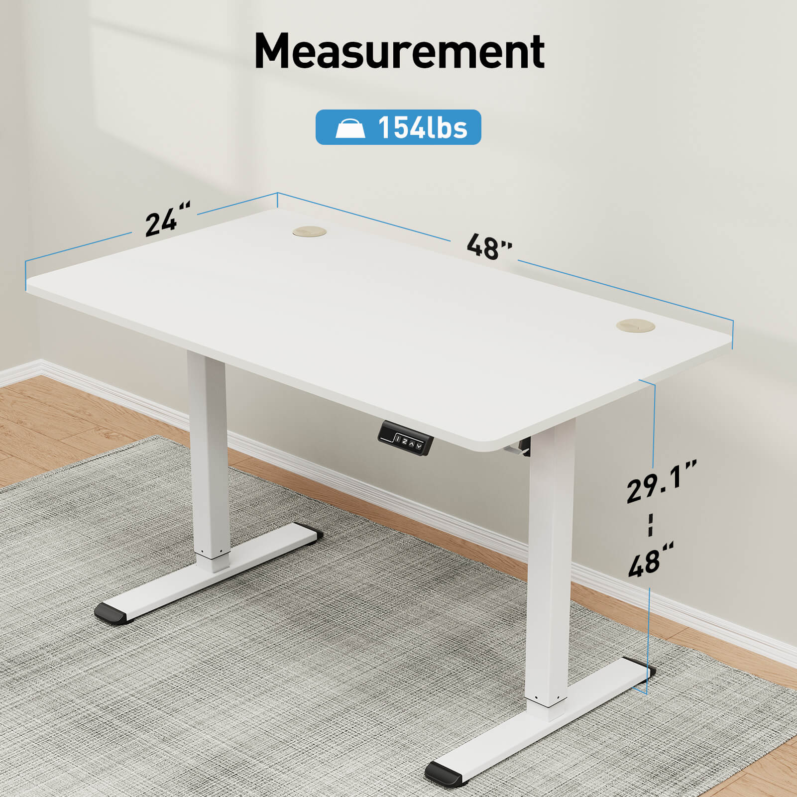 Height Adjustable Electric Standing Desk - White