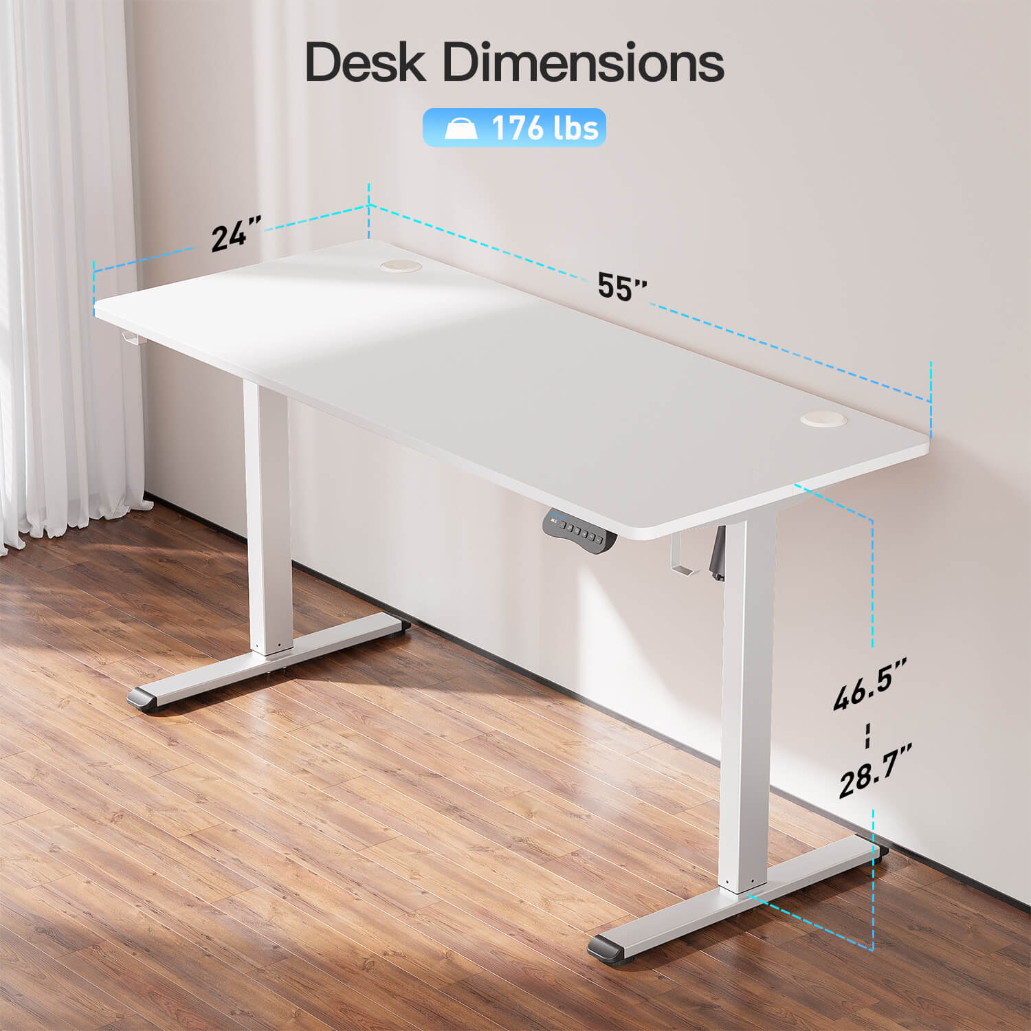 MOUNTUP 55 x 24 Inches Electric Height Adjustable Standing Desk UP512-W4