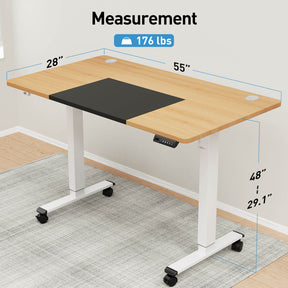Electric Height Adjustable Standing Desk - Black & Oak
